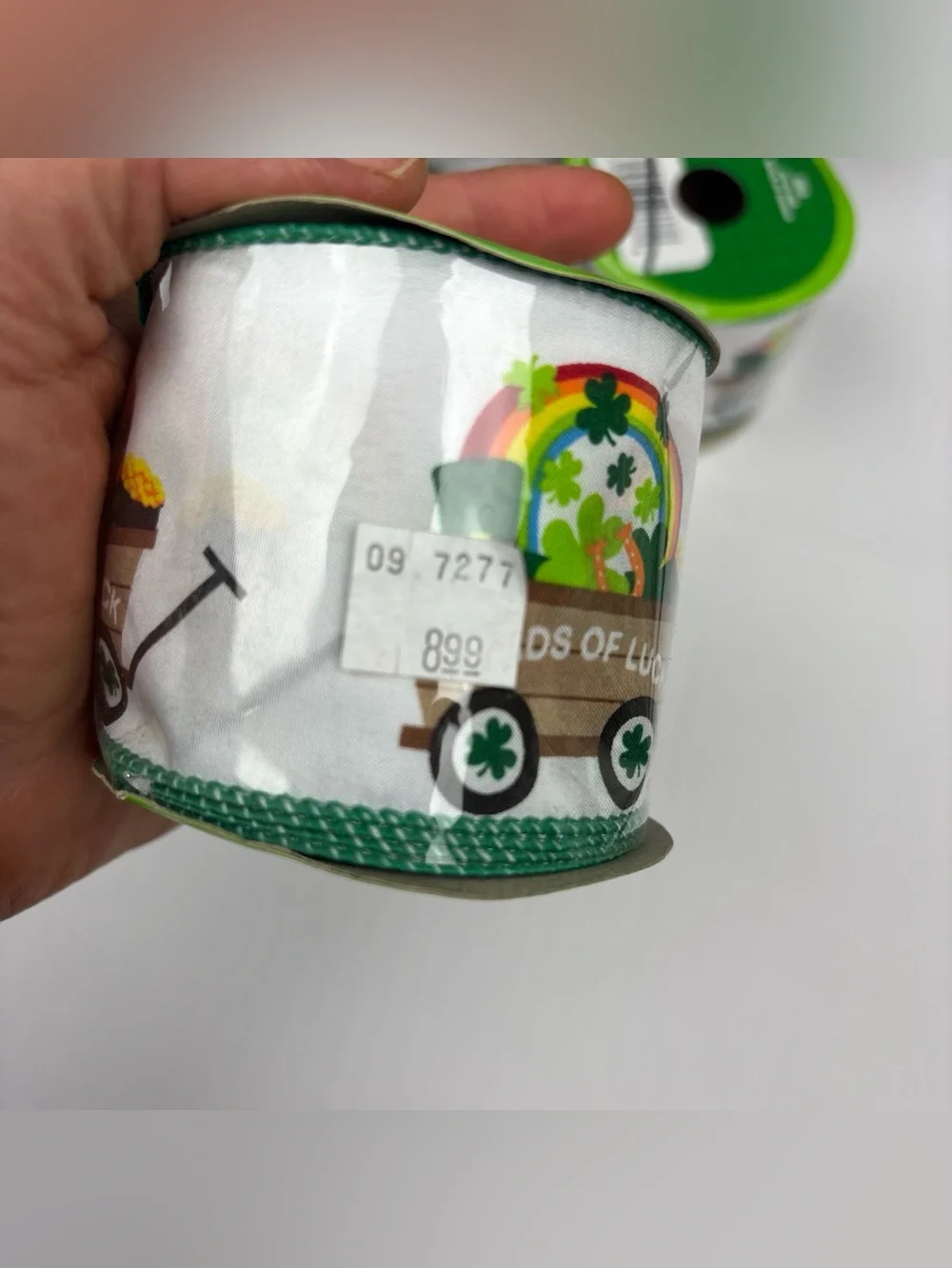 St Patricks Day Ribbon Lot of 5 Lucky Wagon Rainbow Green 2.5in x 144in New Wire